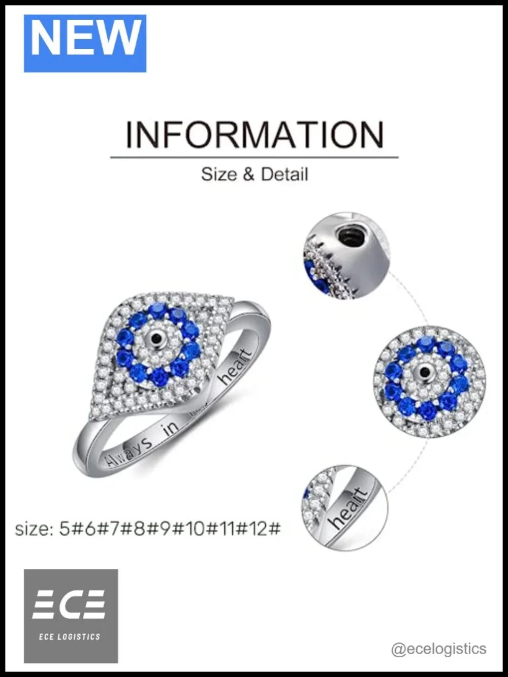 925 Sterling Silver Evil Eye Urn Ring for Ashes Memorial Keepsake Jewelry
